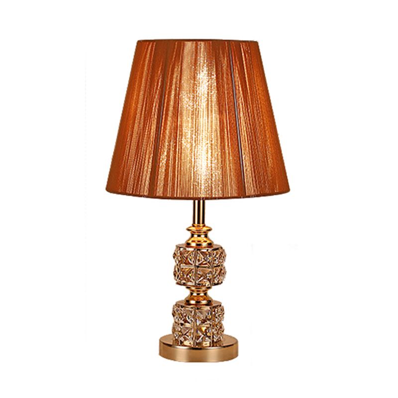 Tarea de cristal de sombra cónica Tarea de tela modernista 1 cabezal de oro lámpara de escritorio pequeño
