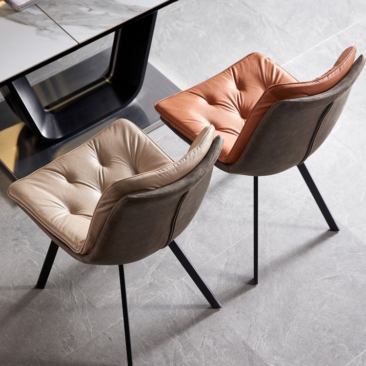 Industrial Indoor Faux Leather Upholstered Armless Parsons Dining Chair