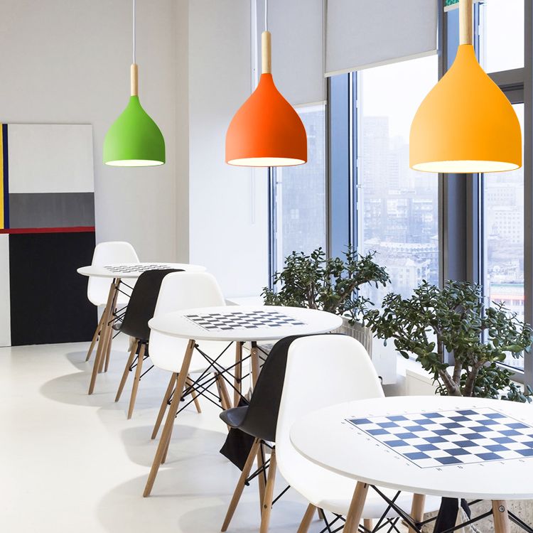 Macaron Water Drop Shaped Pendant Metallic 1-Light Dinner Suspended Lighting Fixture