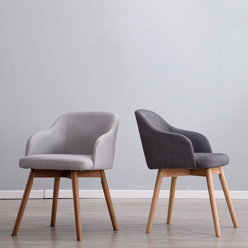 Modern Style Wood Arm Chair Upholstered Fabric Dining Side Chair 19.6"x19.6"x29.9"
