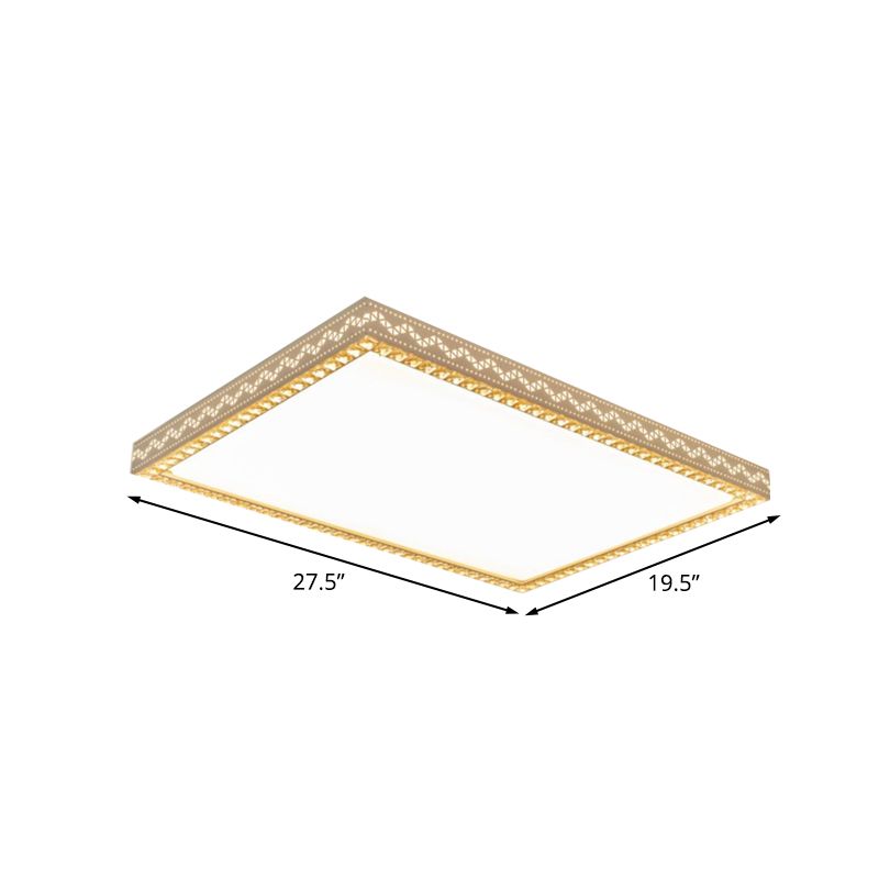 Modern Rectangle Flush Mounted Light with Crystal Edging Design Metal Living Room LED Flush Lamp in White