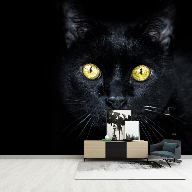 Modern Cat Mural Wallpaper Stain Resistant Wall Covering for Sitting Room
