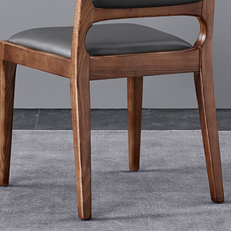 Contemporary Dining Chair Solid Wood Legs Side Chair in Walnut
