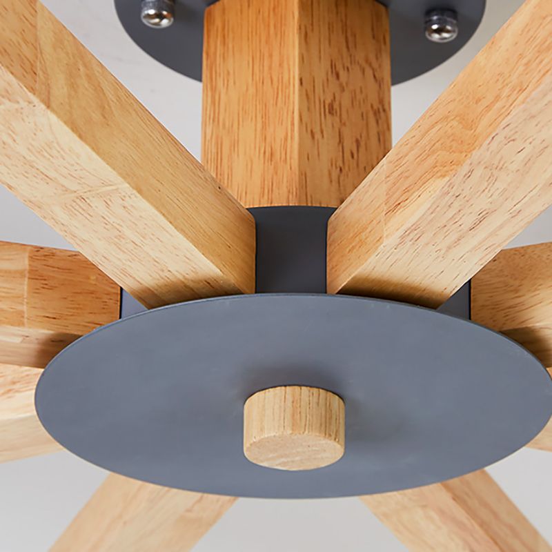 Nordic Round Ceiling Light Wood Multi Light LED Flush Mount Light for Living Room