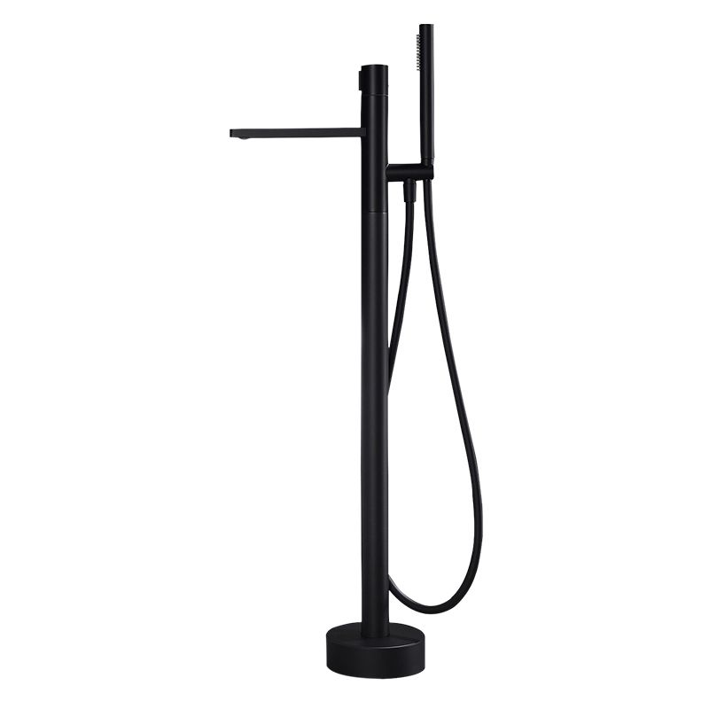 Contemporary Floor Mounted Copper Freestanding Tub Filler High Arc Tub Filler Trim