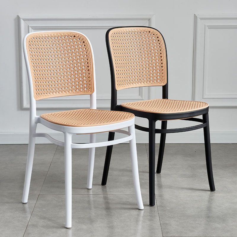 Contemporary Dining Side Chairs Matte Finish Plastic Open Back Chair