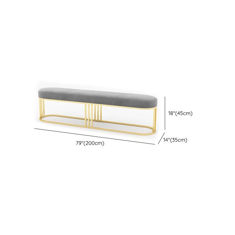 Glam Oval Seating Bench Cushioned Backless Entryway Bench with Metal Base