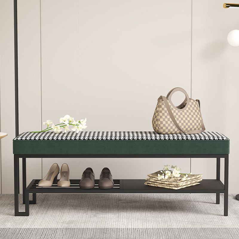 Modern Entryway Bench Cushioned Metal Rectangle Seating Bench