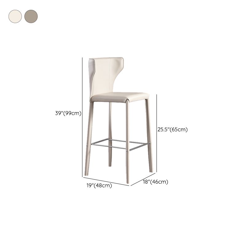 Faux Leather Bar and Counter Stool Nordic Style Patio Stool with Backrest