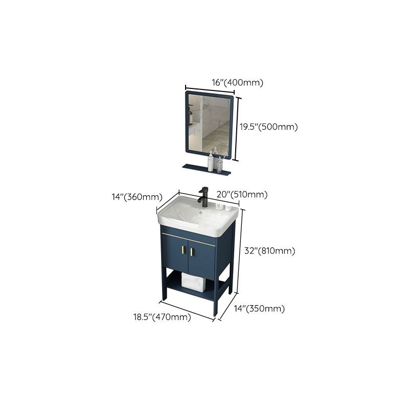 Contemporary Vanity Sink Mirror Cabinet Metal Vanity Cabinet with Storage Shelving
