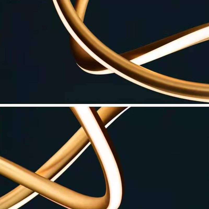 2 Lights Wave Pendant Chandelier Modern Style Metal Hanging Lamps