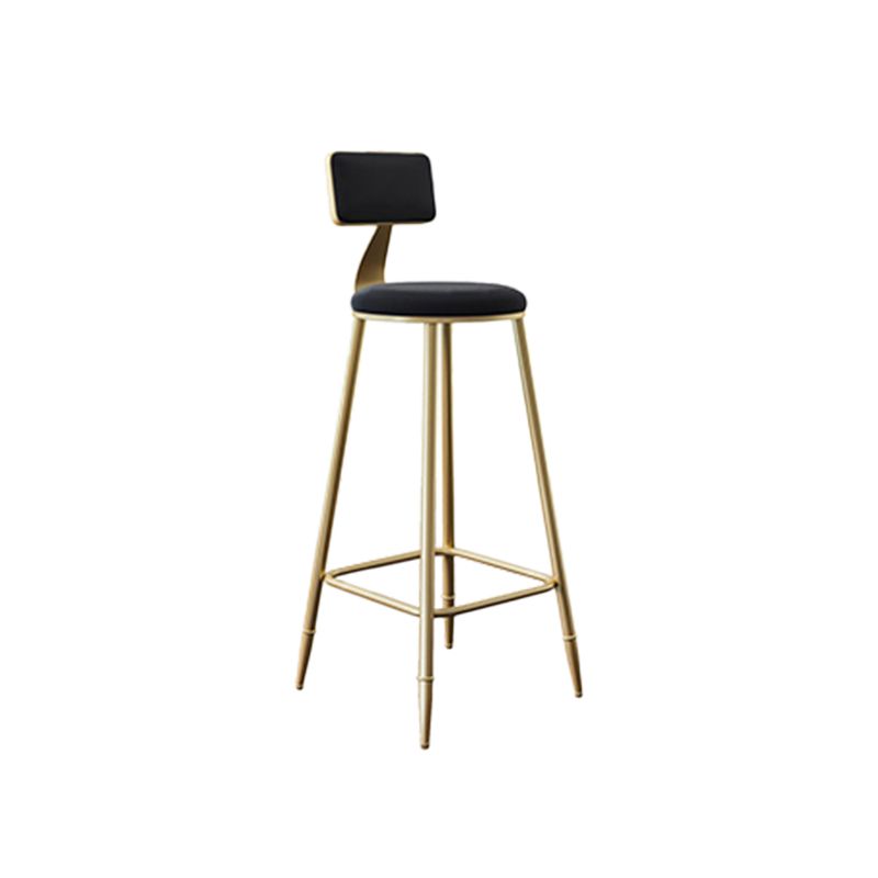 Low Back Upholstered Dining Stools Round Bar Stools with Footrest