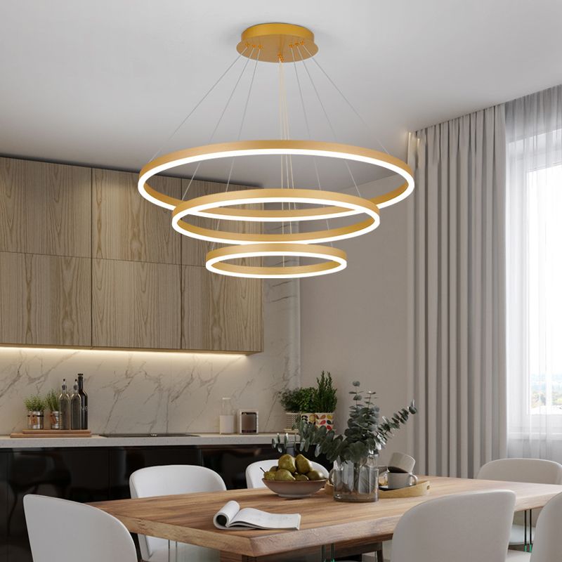 Nordic Layered Chandelier Metal Circle Chandelier Pendant for Living Room