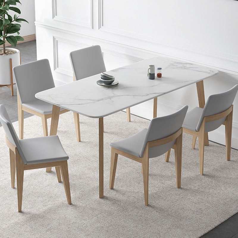 White Stone Top Dining Table Mid-Century Modern Dining Table with 4 Legs
