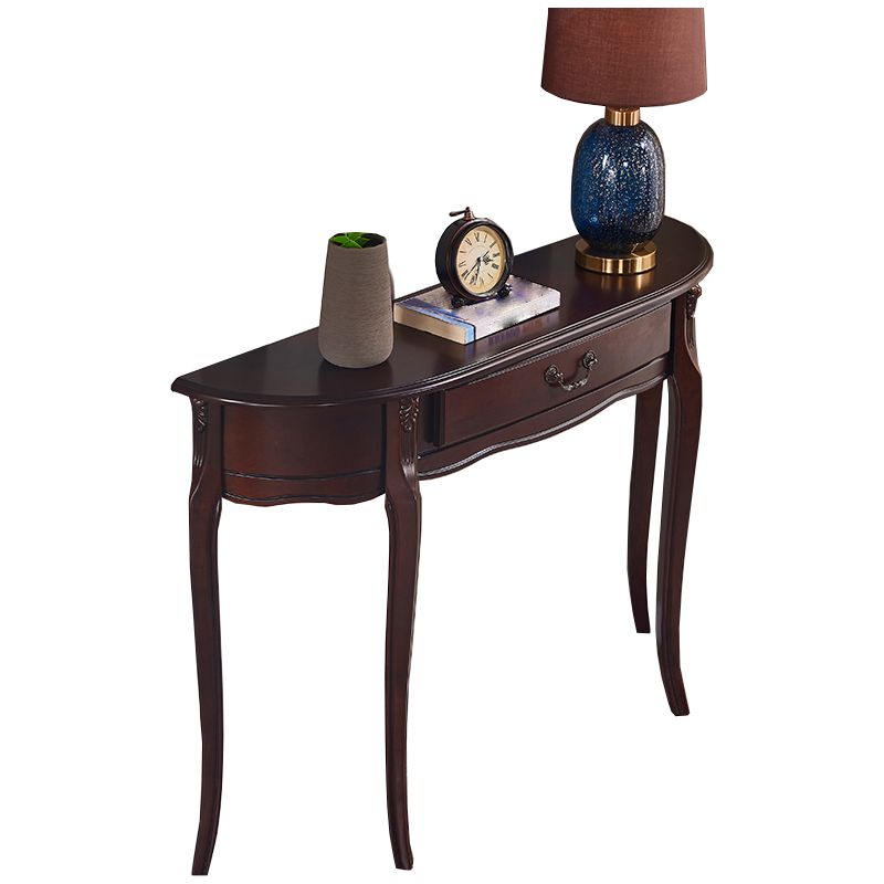 4 Legs Mid-Century Modern Wood Console Table with Single Drawer
