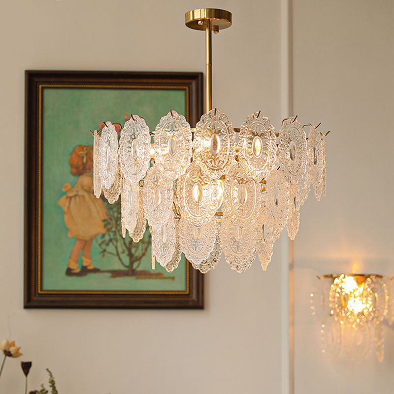 Contemporary Style Geometry Pendant Chandeliers Glass Hanging Light Fixtures in Gold