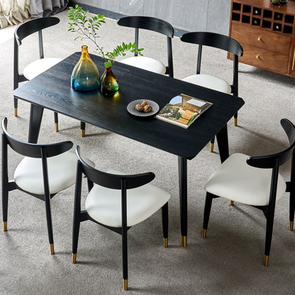 Chaise latérale en bois de finition mate de style moderne, chaise latérale à dossier ouvert pour salle à manger