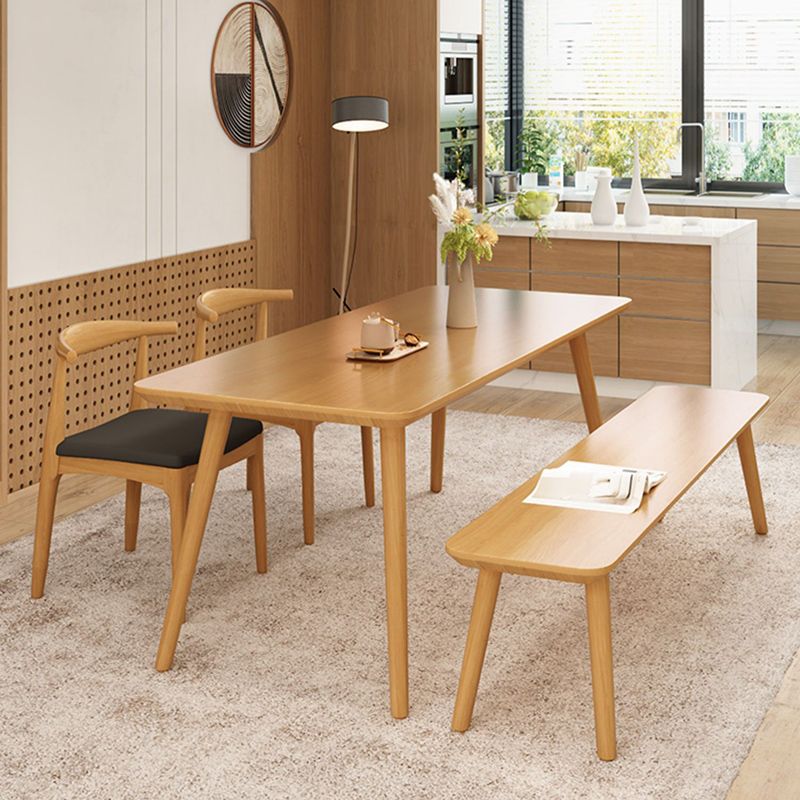 Modern Dining Set 1/4/5/6/7 Pcs Rectangle Solid Wood Dining Table and Armless Chairs
