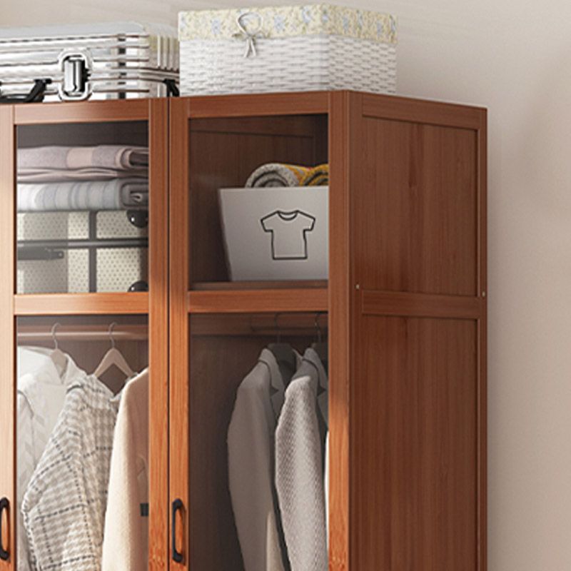 Modern Wardrobe Cabinet Solid Wood Clothes Rail Wardrobe Armoire