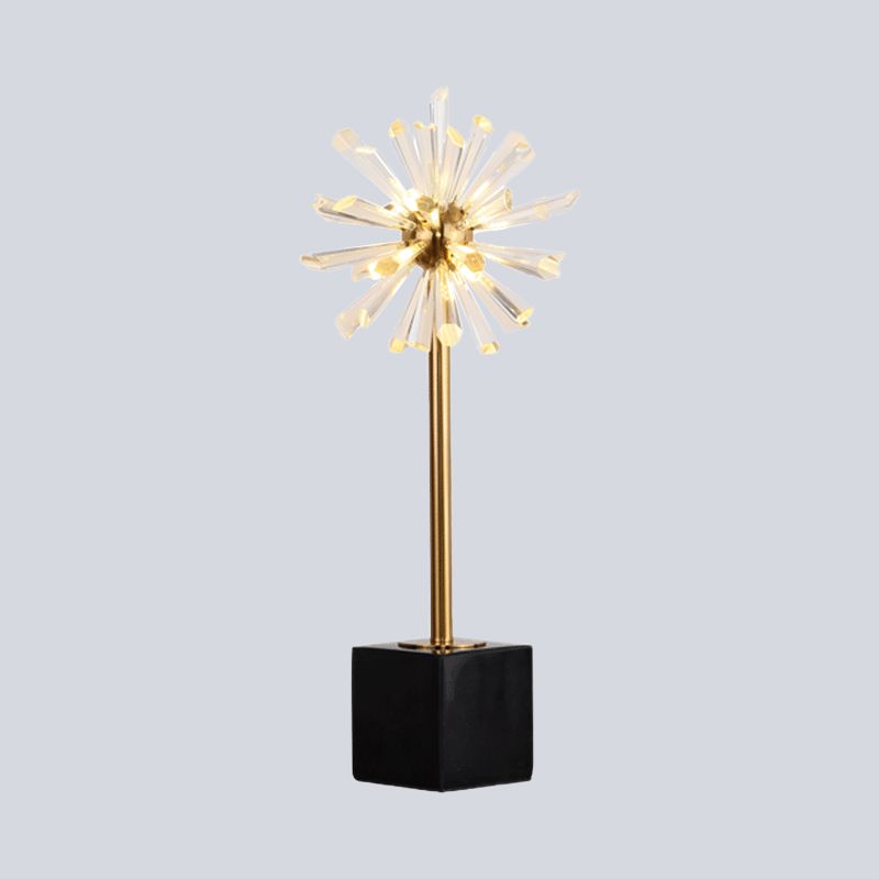6 Heads Stamen Task Light Modern Faceted Crystal Nightstand Lamp in Gold with Marble Base