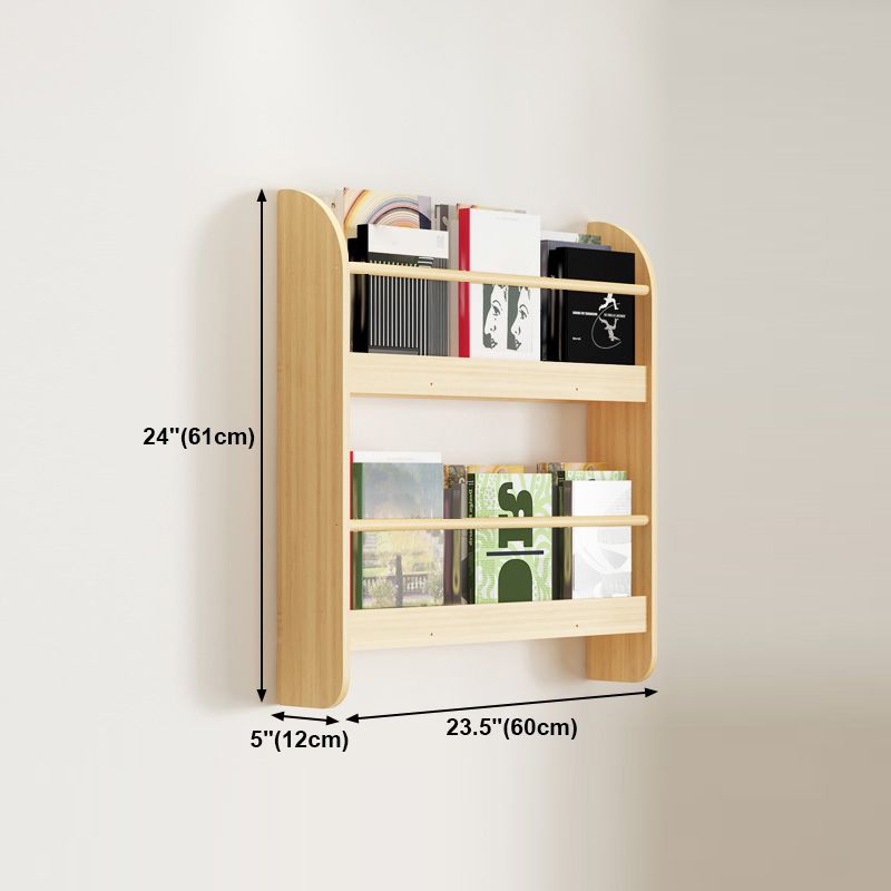 Wood Floating Bookcase Contemporary Style Wall Mounted Book Shelf