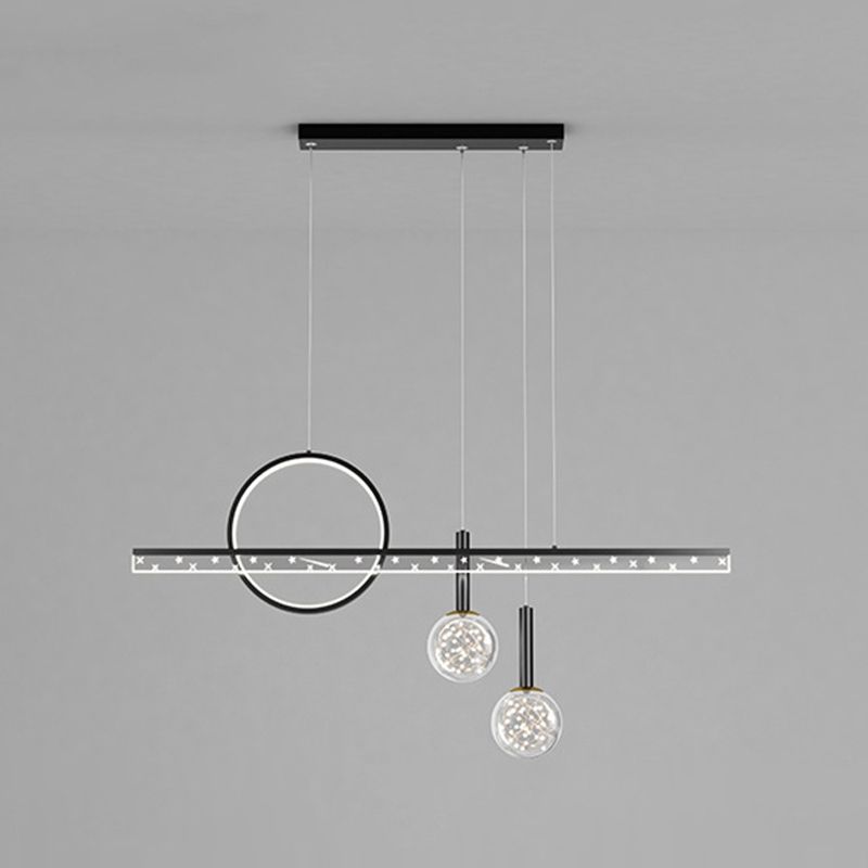 Moderne Kugel Island Beleuchtung Metal 4 Light Island Pendelleuchte in Schwarz