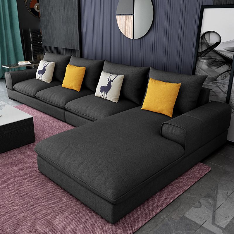 Contemporary L-Shape Sectional with Pillow Back and Recessed Arms for 4 People