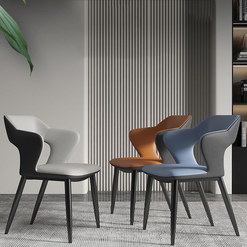 Modern Arm Chair Leather Open Back Dining Chair for Living Room