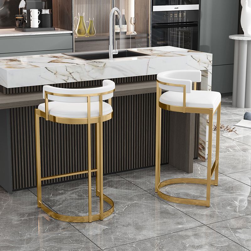 Glam Footrest Back Barstool Matte Acabado PU Cuero Matte Matte Cafetería taburete