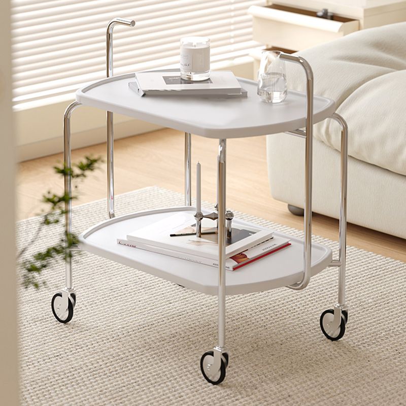 Metal Accent Side Table Table 4 Legs Tray Top Side End Snack Table with Shelf