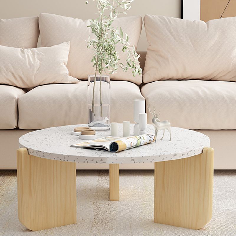 Modern Coffee Table Wooden 3 Legs Cocktail Table for Living Room