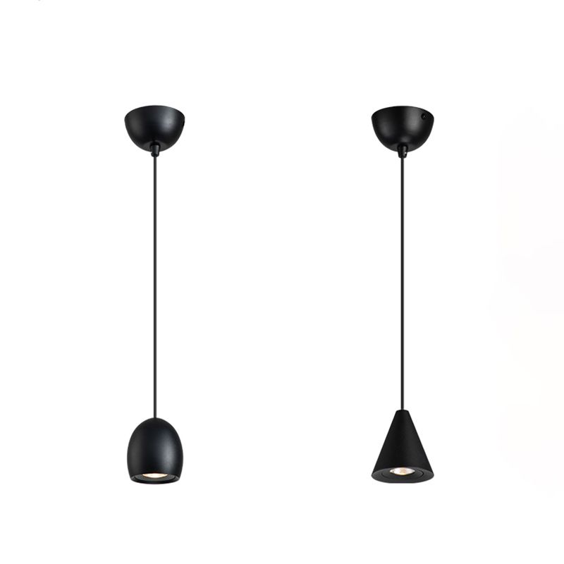 Pendentif intérieur minimaliste, éclairage pendentif en métal à LED noir à 1 lumière pour chambre à coucher