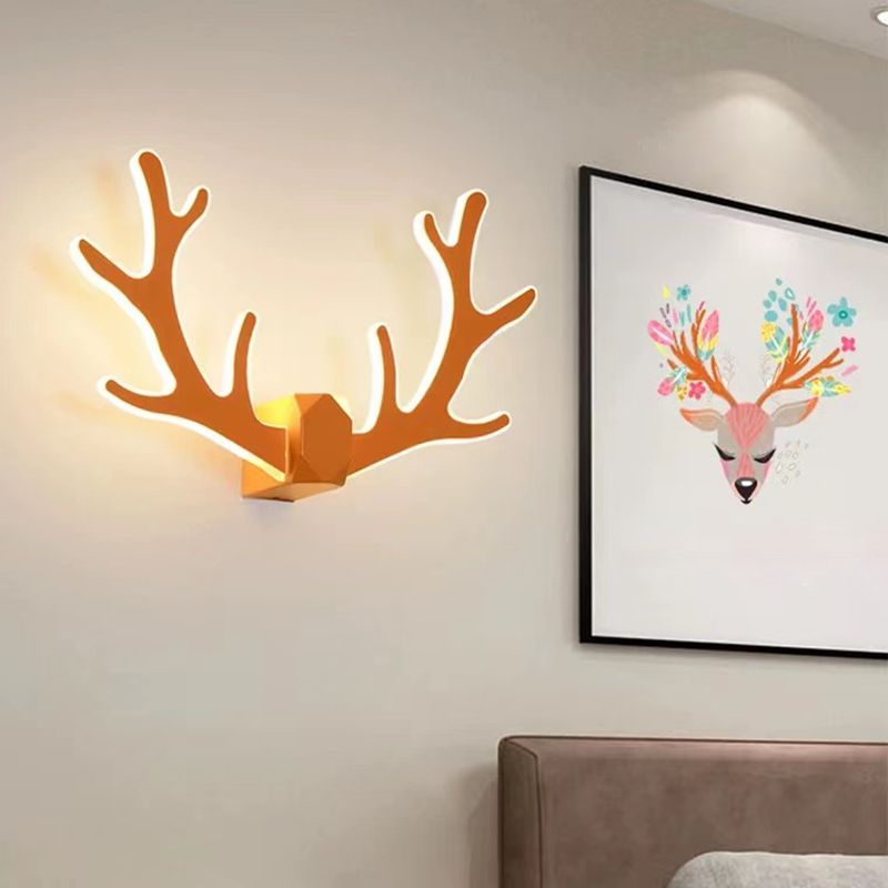 2-Light Antler Sconce Modern Metal Sconce Light Fixture for Bedroom