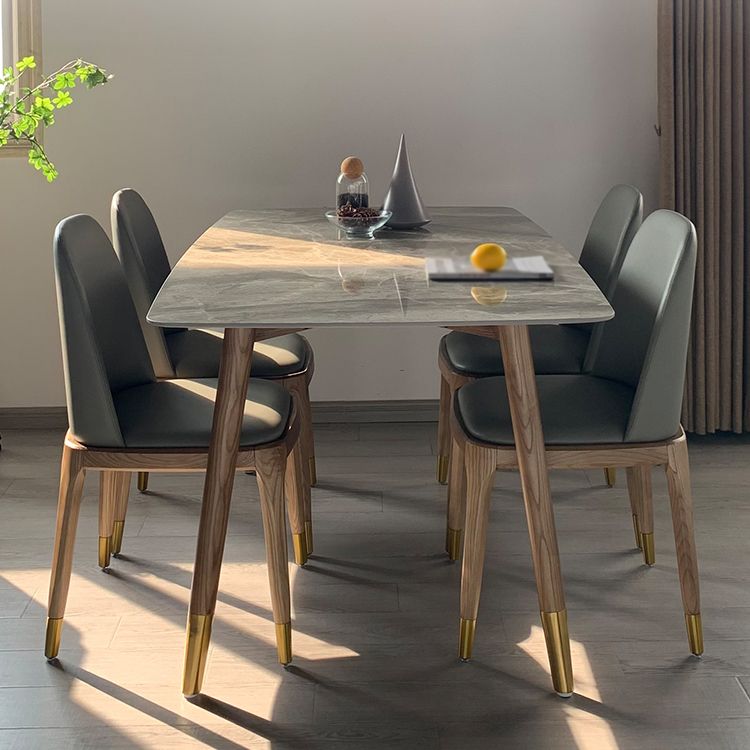 Mesa de comedor de piedra rectangular mesa de comedor de lujo tradicional con patas de madera