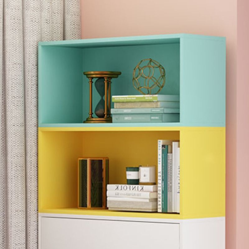 Scandinavian Standard Bookcase Engineered Wood Closed Back with Cabinets