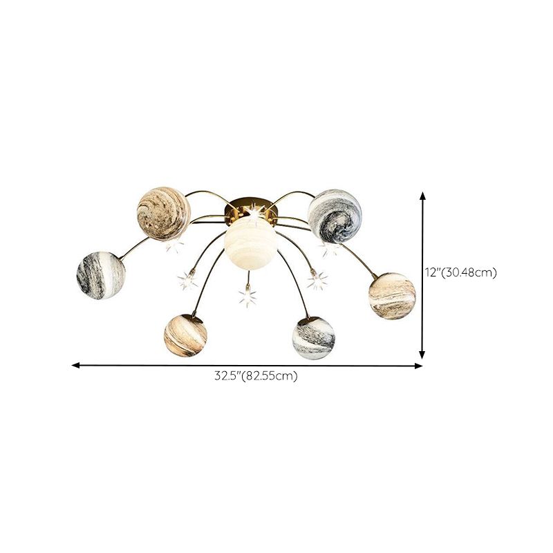 Modern Ceiling Light Glass Shade Flush Mount Lighting Fixture for Bedroom