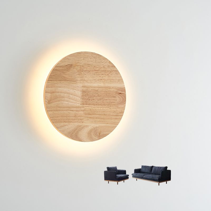Runde Wandlampen moderne Einfachheit Holzwandleuchten für Wohnzimmer
