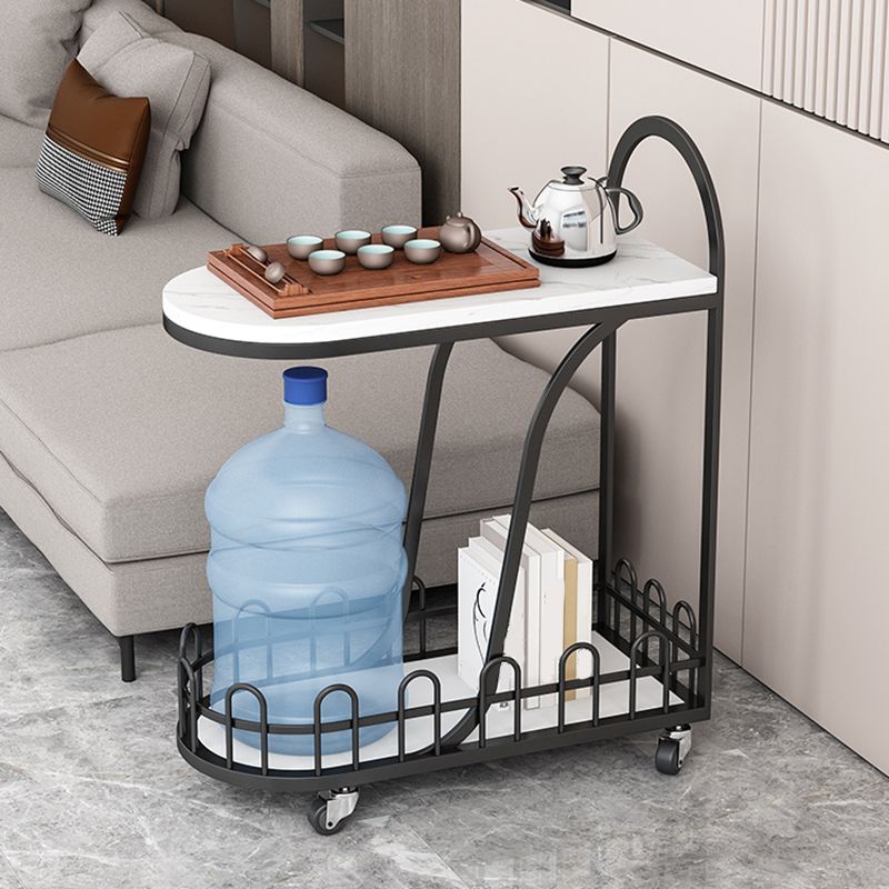 Contemporary Marble Top End Slide Table Geometric 4 Legs Side Table