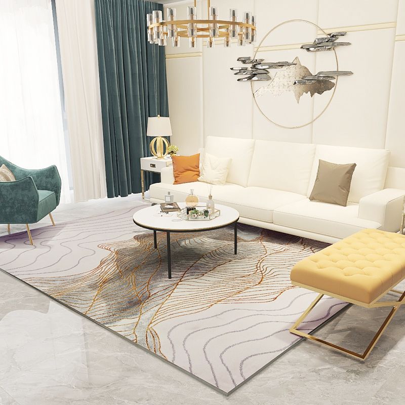 Novelty Abstract Pattern Rug Multi Colored Polypropylene Area Rug Easy Care Pet Friendly Carpet for Living Room