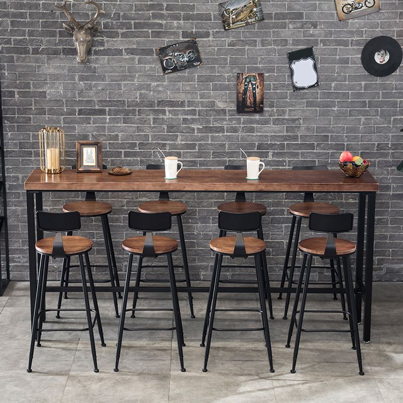Industrial 1/5/9 Pieces Bar Table Set Rectangle Pine Wood Counter Table for Cafe