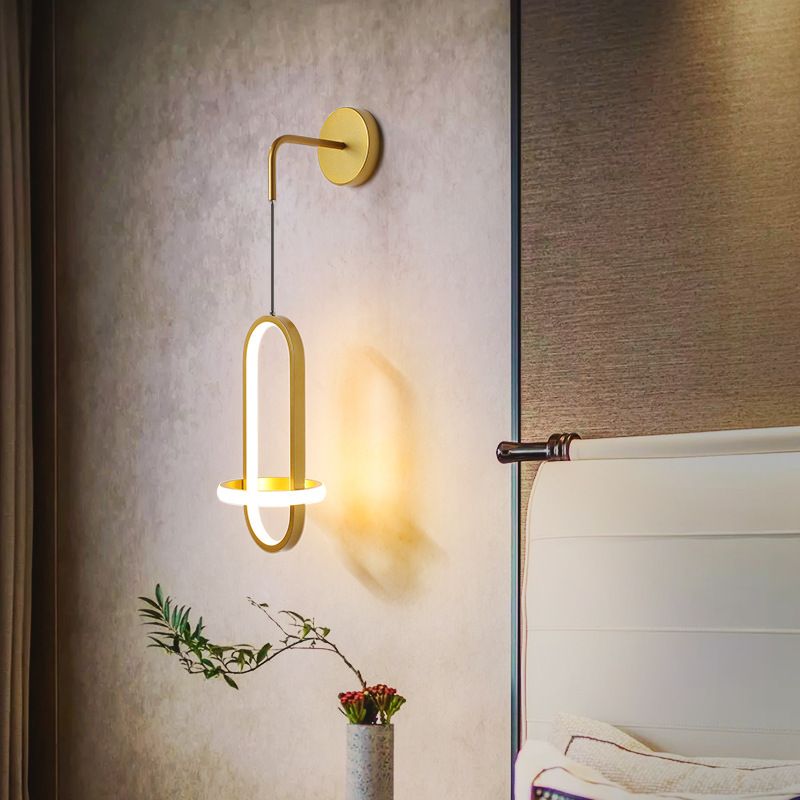 2-Lights Metal Geometric Wall Light Modern Hanging Wall Sconce for Bedroom