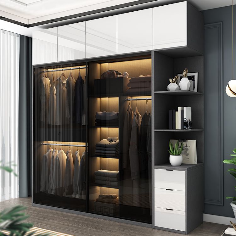 Mirrored Finish Cabinet with Glass Door Modern Interior Storage Cabinet