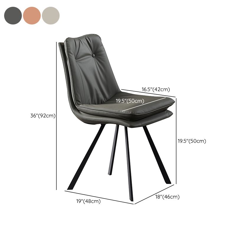 Home Faux Leather Side Chair Armless Dining Chairs in Black Legs