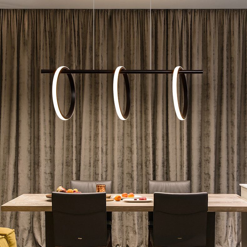 Modern Minimalism Linear Island Pendant Lighting LED Metal  Ring Island Ceiling Light for Living Room