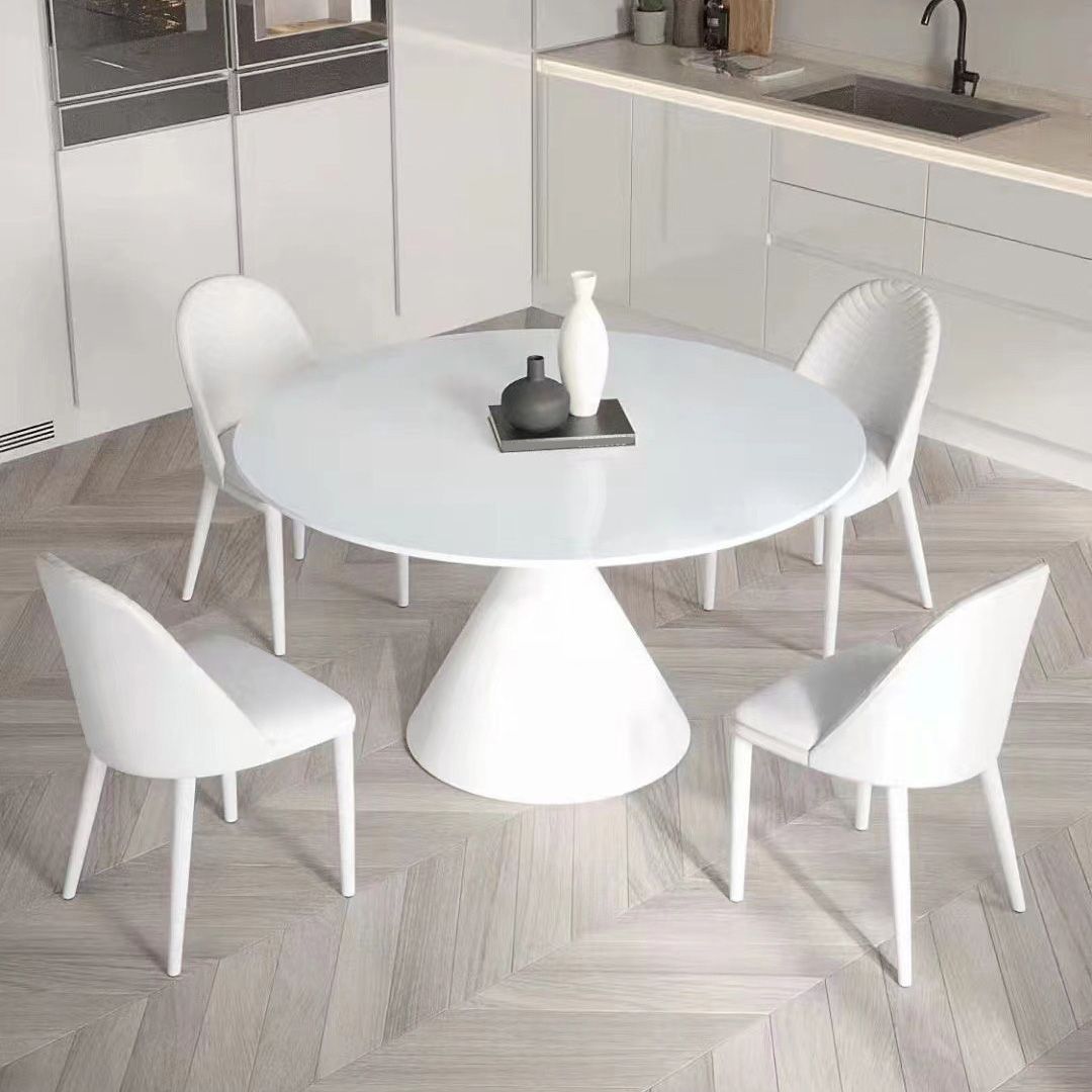 Contemporary Round Dining Table Sintered Stone Table with Metal Leg for Home Use
