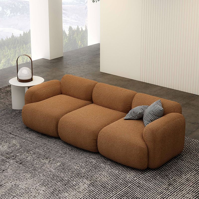 Fabric Rolled Arm Sofa Contemporary Standard Settee for Living Room