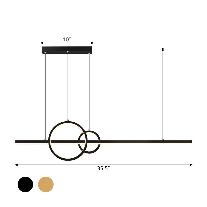 Anello minimalista e bar Light Light LED Metallic LED Lampada sospesa in nero/oro