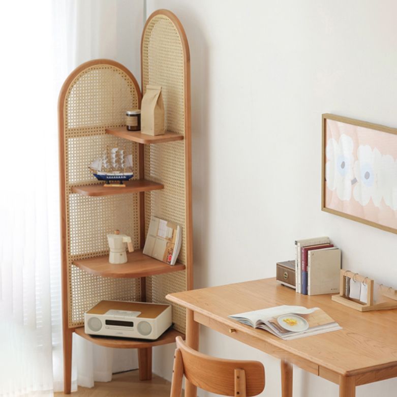 Contemporary Corner Bookshelf Wooden Closed Back Bookcase with Shelves