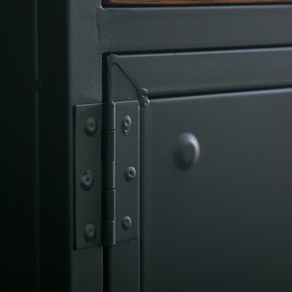 Contemporary Sideboard Black Metal with Drawers Cabinets for Home