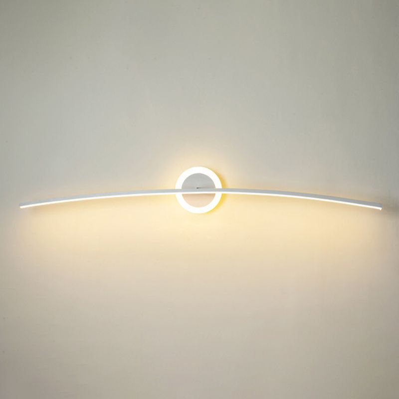 Single Modernism Style White Linear Statement LED Bathroom Vanity Light